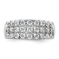 14K White Gold 1.50 Carat Lab Grown Diamond VS SI+ G+ Complete Triple Row Fashion Band view 4