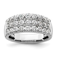 14K White Gold 1.50 Carat Lab Grown Diamond VS SI+ G+ Complete Triple Row Fashion Band view 1