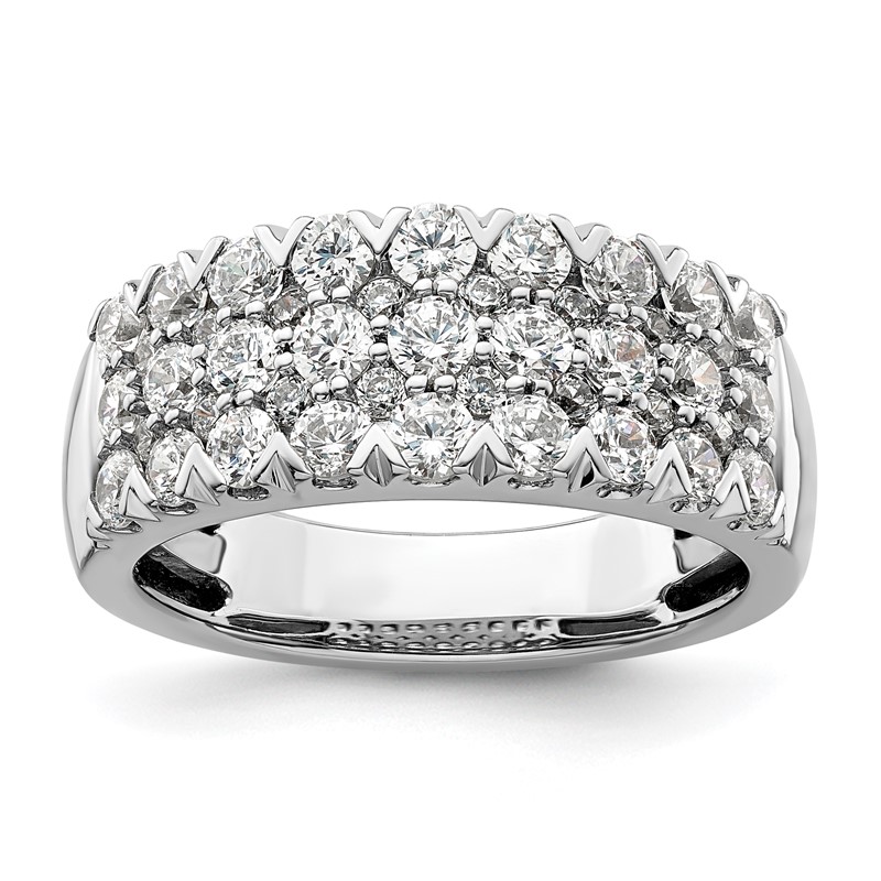 14k White Gold 1 1/2 carat Lab Grown Diamond VS/SI+ G+ Complete Triple Row Fashion Band