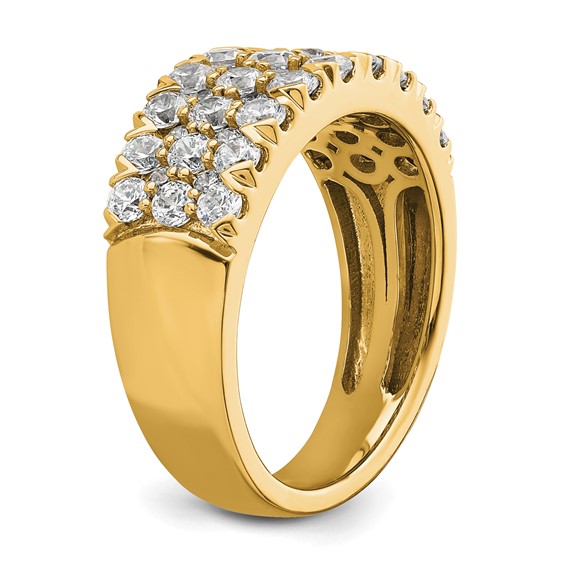 14k 1 1/2 carat Lab Grown Diamond VS/SI+ G+ Complete Triple Row Fashion Band