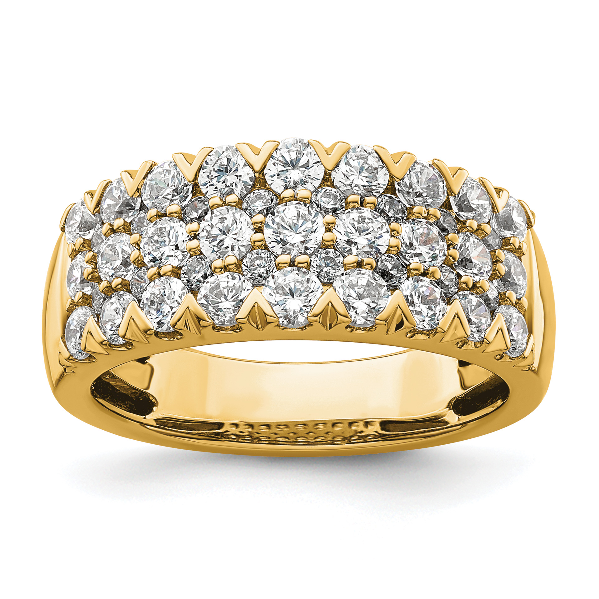 14k 1 1/2 carat Lab Grown Diamond VS/SI+ G+ Complete Triple Row Fashion Band (RM8840-150-7YLG)
