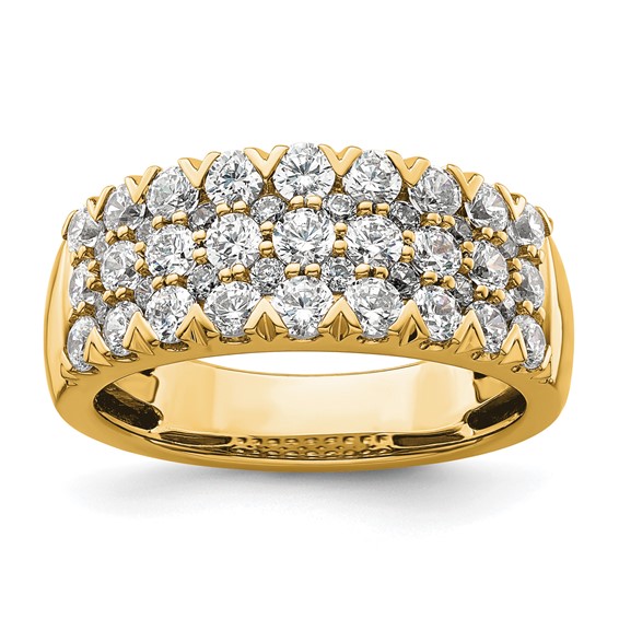 14k 1 1/2 carat Lab Grown Diamond VS/SI+ G+ Complete Triple Row Fashion Band