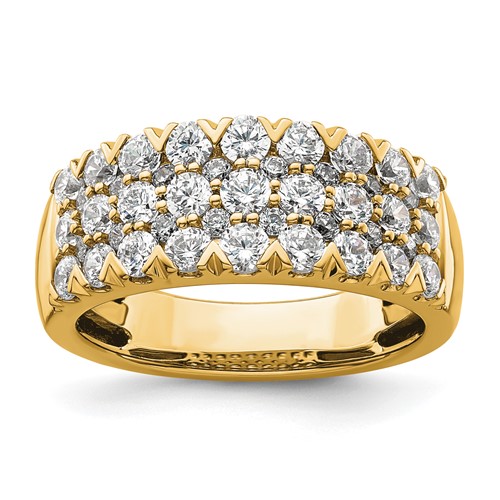 14K Yellow Gold 1.50 Carat Lab Grown Diamond VS SI+ G+ Complete Triple Row Fashion Band