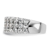 14K White Gold 2 Carat Lab Grown Diamond VS SI+ G+ Complete Triple Row Fashion Band view 3