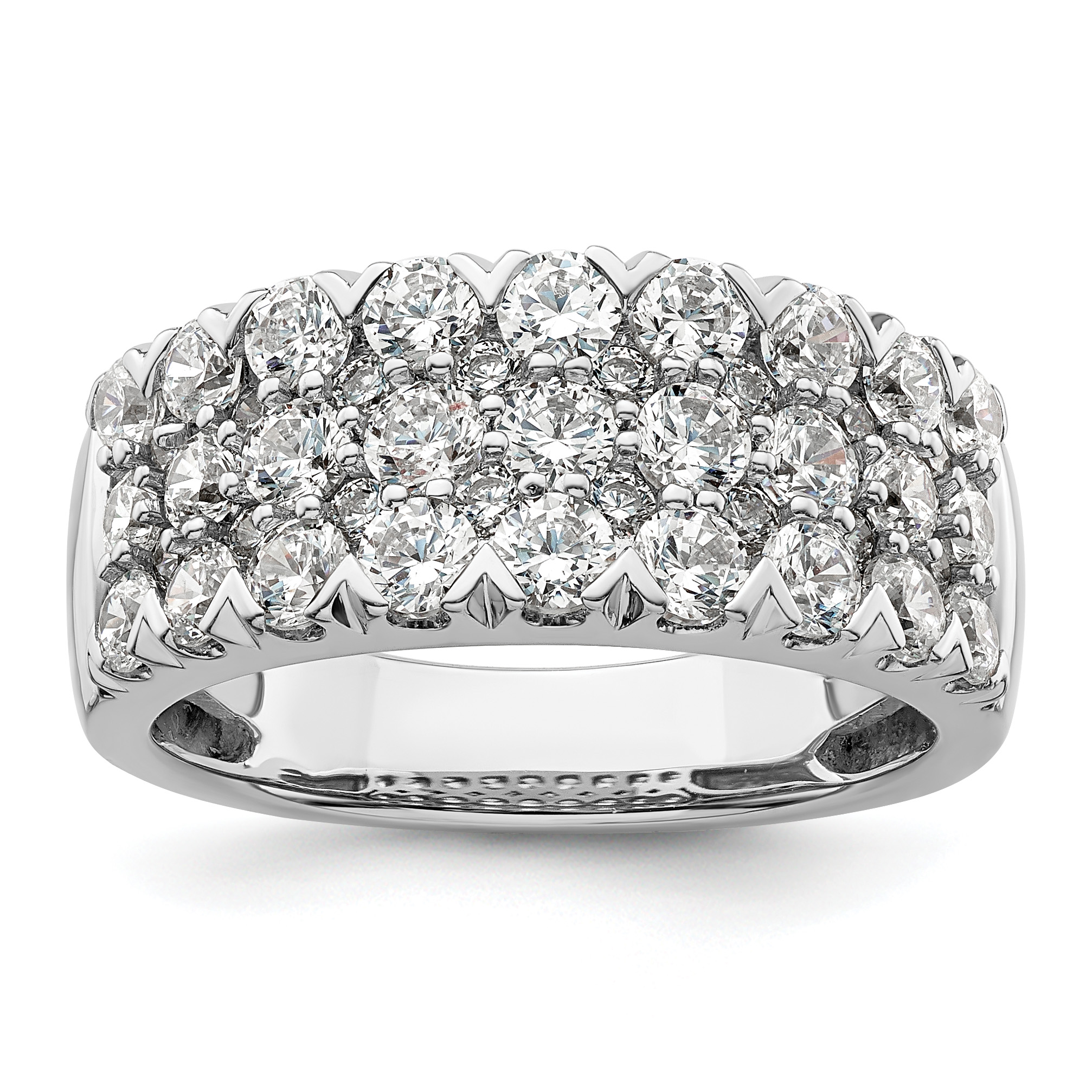 14k White Gold 2 carat Lab Grown Diamond VS/SI+ G+ Complete Triple Row Fashion Band (RM8840-200-7WLG)