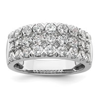 14K White Gold 2 Carat Lab Grown Diamond VS SI+ G+ Complete Triple Row Fashion Band view 1