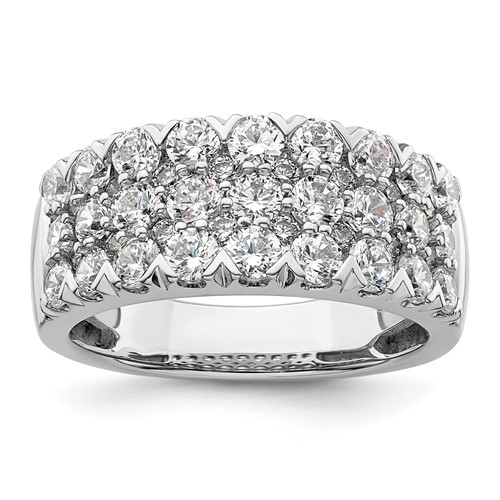 14K White Gold 2 Carat Lab Grown Diamond VS SI+ G+ Complete Triple Row Fashion Band