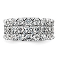14K White Gold 3ct Lab Grown Diamond VS SI+ G+ Complete Triple Row Band view 4