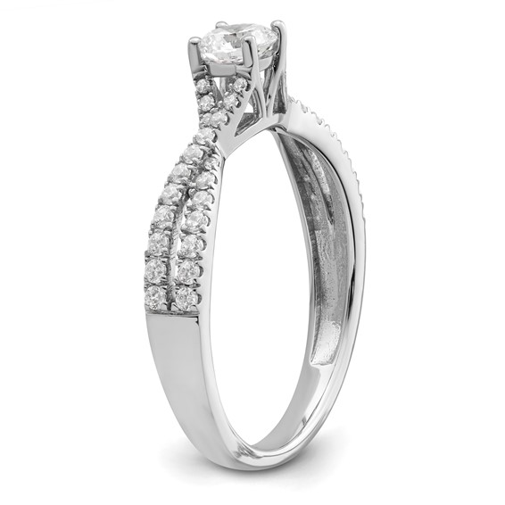 14k White Gold Criss-Cross 5/8 carat tw. Diamond Complete Engagement Ring