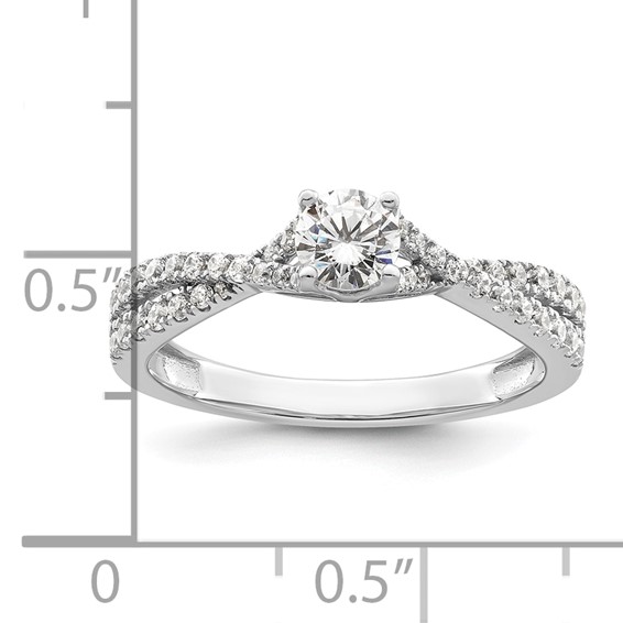 14k White Gold Criss-Cross 5/8 carat tw. Diamond Complete Engagement Ring