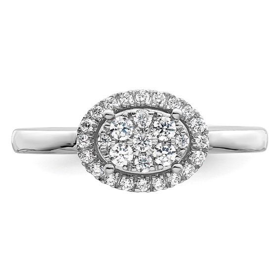 14k White Oval Halo Cluster 1/3 carat Diamond Complete Engagement Ring