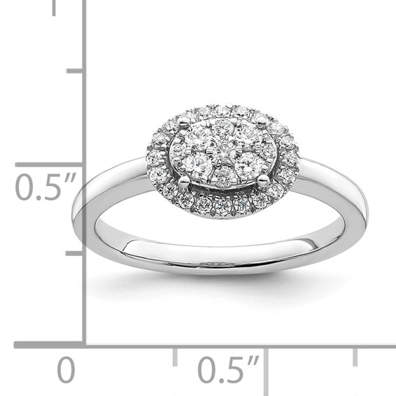 14k White Oval Halo Cluster 1/3 carat Diamond Complete Engagement Ring
