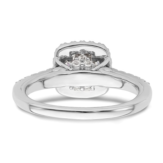 14K White Gold Halo Plus (Holds 1 carat (6.5mm) Round Center) 1/2 carat Diamond Semi-mount Engagement Ring