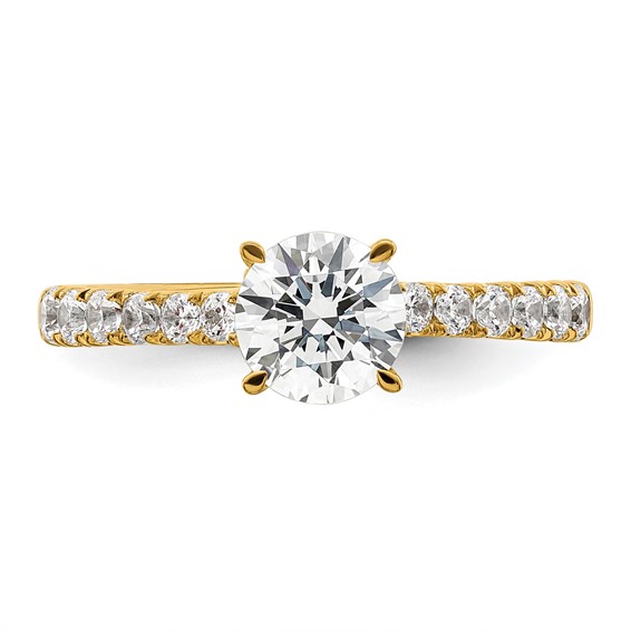 14K Vintage (Holds 1 carat 6.5mm) Round Center) 1/2 carat Diamond Semi-Mount Engagement Ring