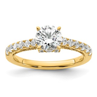 14K Vintage (Holds 1 carat 6.5mm) Round Center) 1/2 carat Diamond Semi-Mount Engagement Ring