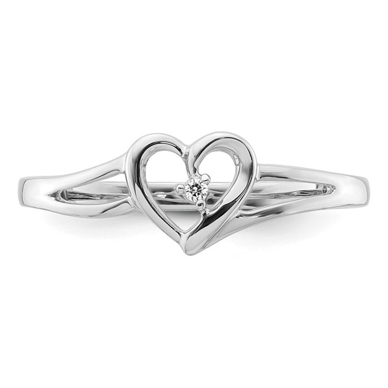 First Promise 14k White Gold Heart .01 carat Round Diamond Complete Promise/Engagement Ring