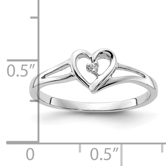 First Promise 14k White Gold Heart .01 carat Round Diamond Complete Promise/Engagement Ring
