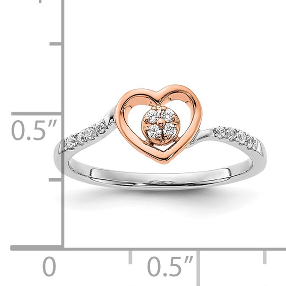 First Promise 14k White and Rose Gold Heart Cluster 1/10 carat Diamond Complete Promise/Engagement Ring