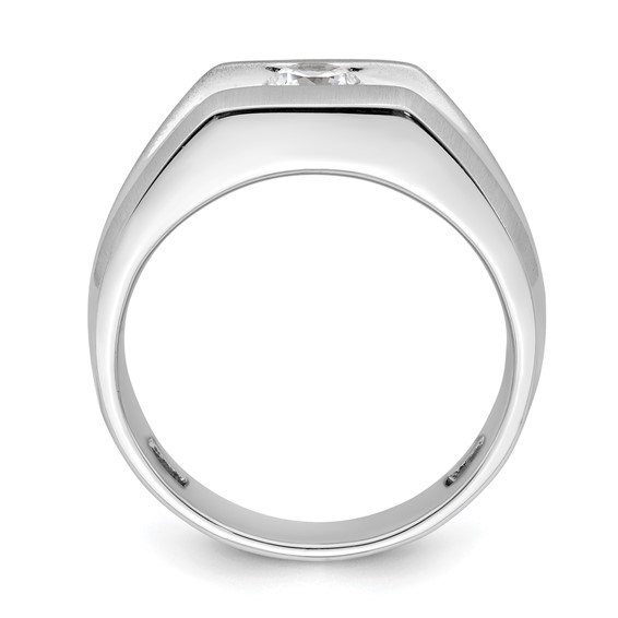 14K White Gold Polished (Holds 1/2 carat (5.0mm) Round) Men's Ring Mounting