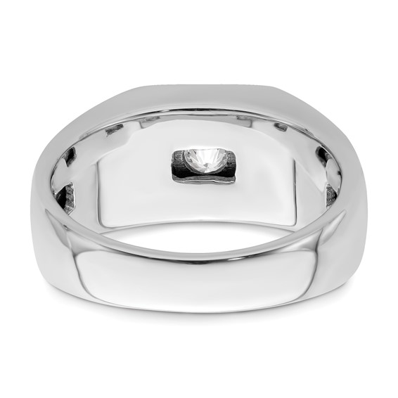 14K White Gold Polished (Holds 1/2 carat (5.0mm) Round) Men's Ring Mounting