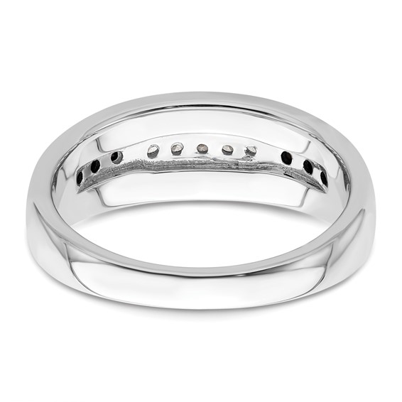 14K White Gold 1/4 carat White and Black Diamond Complete Men's Ring