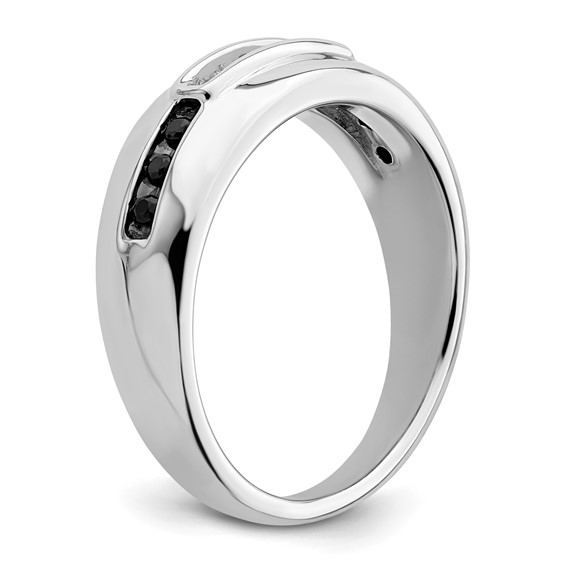 14K White Gold 1/4 carat White and Black Diamond Complete Men's Ring