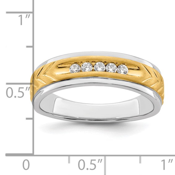 14K Two-tone 5-stone 1/6 carat Diamond Complete Men's Channel Band
