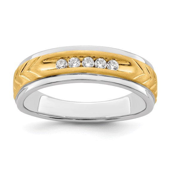 14K Two-tone 5-stone  Mens Ring, Mtg only, blank