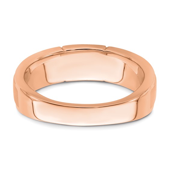 14K Rose Gold Satin & Polished Complete Diamond Men's Ring