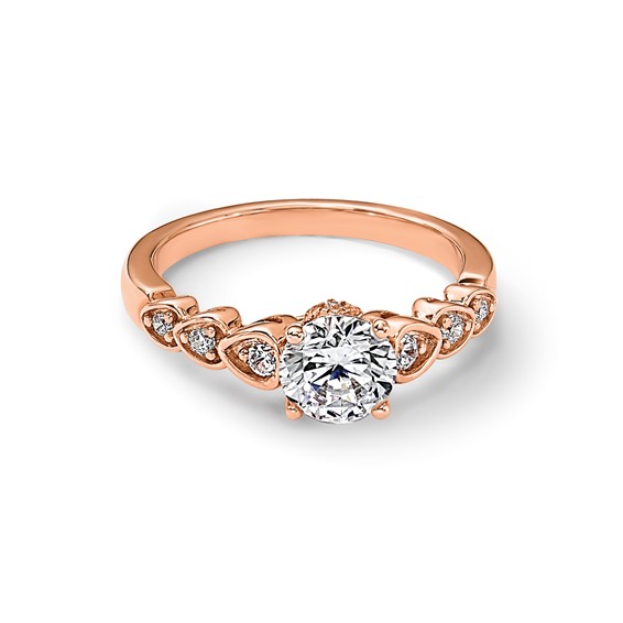 14k Rose Gold Diamond Semi-Mount Engagement Ring