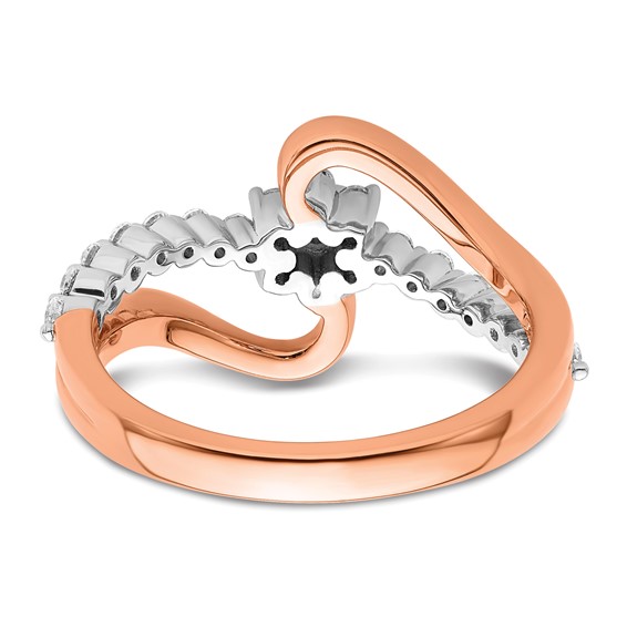 14k Two-Tone Rose and White Gold 1/3 carat Lab Grown Diamond VS/SI+ G+ Complete Fashion Ring