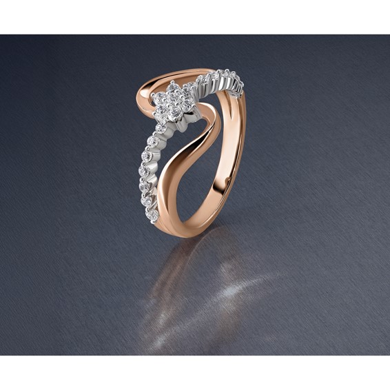 14k Two-Tone Rose and White Gold 1/3 carat Lab Grown Diamond VS/SI+ G+ Complete Fashion Ring