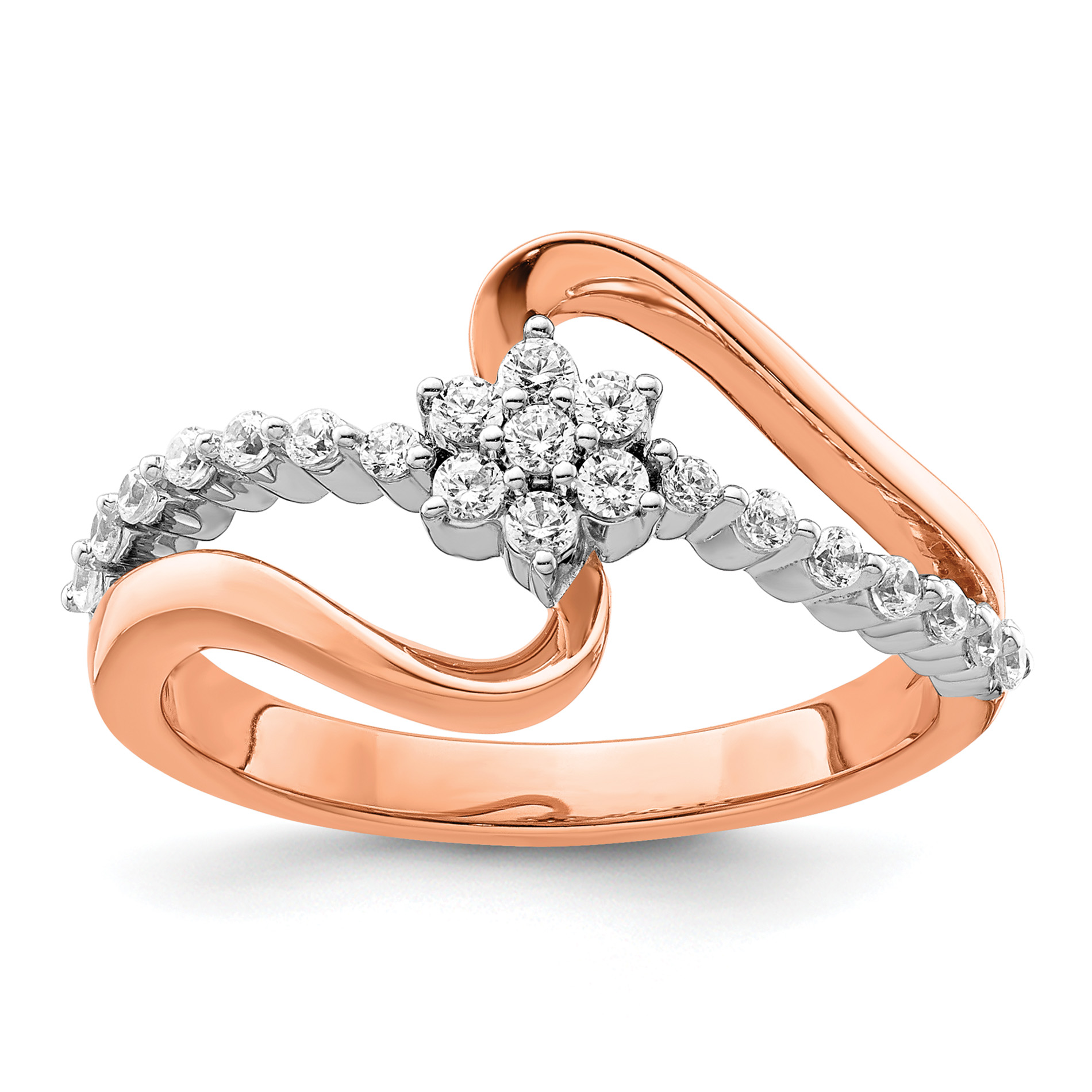 14k Two-Tone Rose and White Gold 1/3 carat Lab Grown Diamond VS/SI+ G+ Complete Fashion Ring (RM8908-033-7RWLG)
