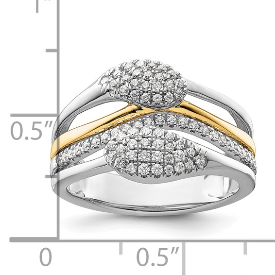 14k Two-Tone 3/8 carat Lab Grown Diamond VS/SI+ G+ Complete Fashion Ring