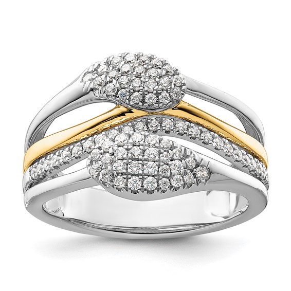 14k Two-Tone 3/8 carat Lab Grown Diamond VS/SI+ G+ Complete Fashion Ring