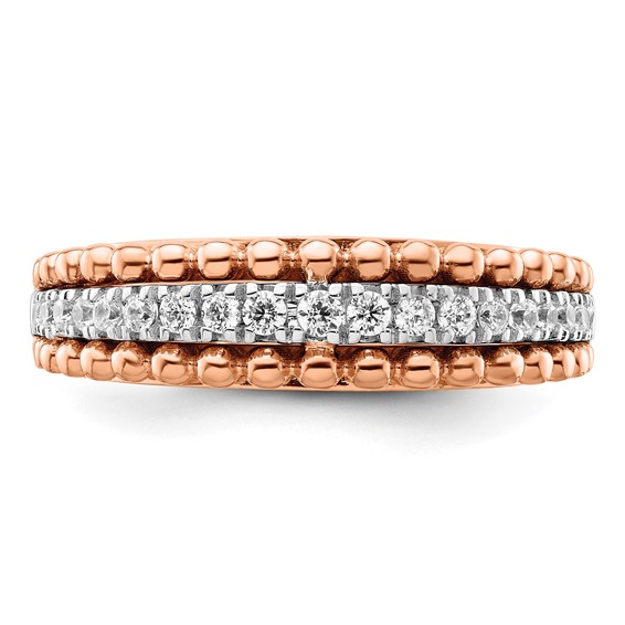 14k Two-tone Rose and White Gold 1/4 carat Lab Grown Diamond VS/SI+ G+ Complete Band