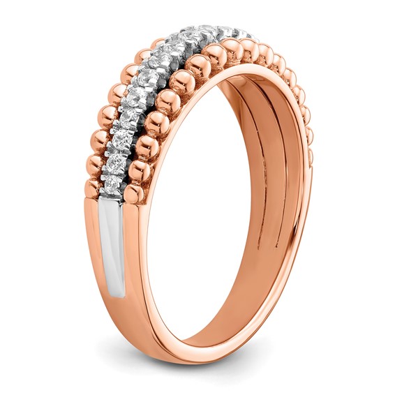 14k Two-tone Rose and White Gold 1/4 carat Lab Grown Diamond VS/SI+ G+ Complete Band