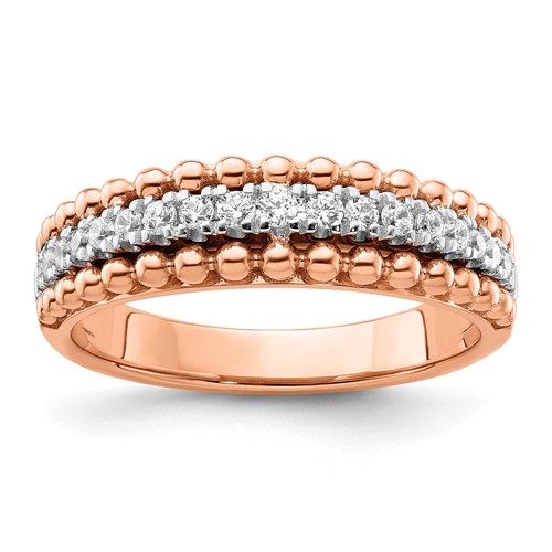 14K Two-tone Rose and White Gold 0.25 Carat Lab Grown Diamond VS SI+ G+ Complete Band