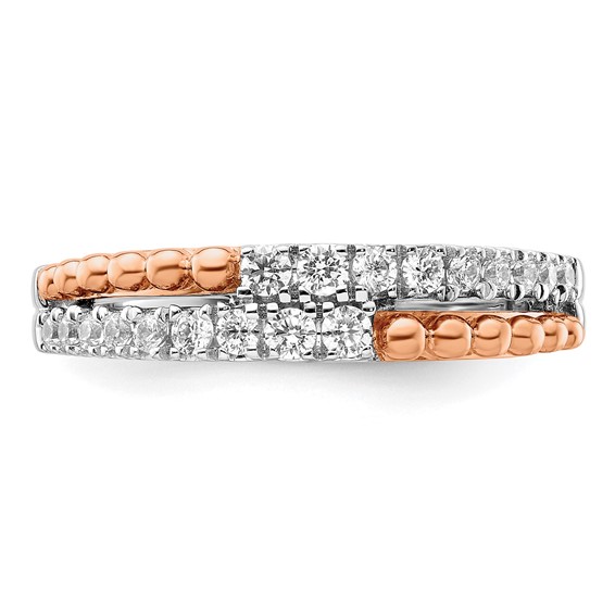 14k Two-tone Rose and White Gold 1/3 carat Lab Grown Diamond VS/SI+ G+ Complete Band