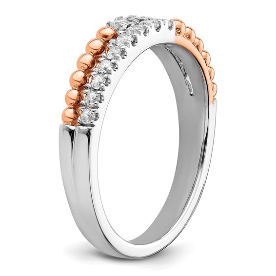 14k Two-tone Rose and White Gold 1/3 carat Lab Grown Diamond VS/SI+ G+ Complete Band