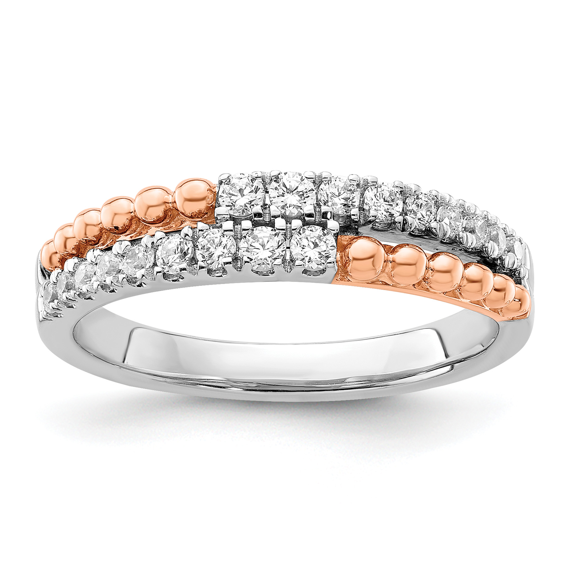 14k Two-tone Rose and White Gold 1/3 carat Lab Grown Diamond VS/SI+ G+ Complete Band (RM8931-033-7WRLG)