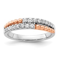 14K Two-tone Rose and White Gold 0.33 Carat Lab Grown Diamond VS SI+ G+ Complete Band view 1