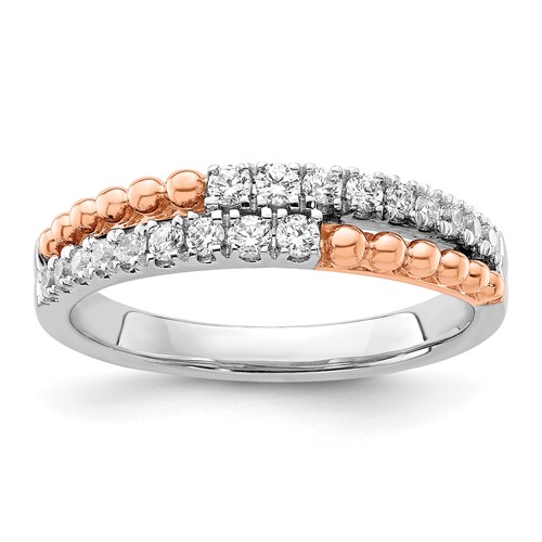 14K Two-tone Rose and White Gold 0.33 Carat Lab Grown Diamond VS SI+ G+ Complete Band