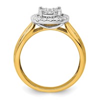 14K Two-tone 0.50 Carat Lab Grown Diamond VS SI+ G+ Complete Cluster Engagement Ring view 2