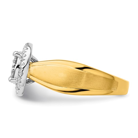 14k Two-tone 1/2 carat Lab Grown Diamond VS/SI+ G+ Complete Cluster Engagement Ring