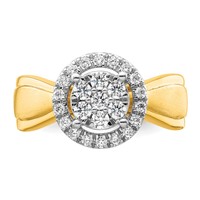 14K Two-tone 0.50 Carat Lab Grown Diamond VS SI+ G+ Complete Cluster Engagement Ring view 4