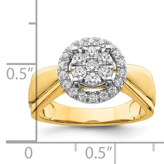 14k Two-tone 1/2 carat Lab Grown Diamond VS/SI+ G+ Complete Cluster Engagement Ring