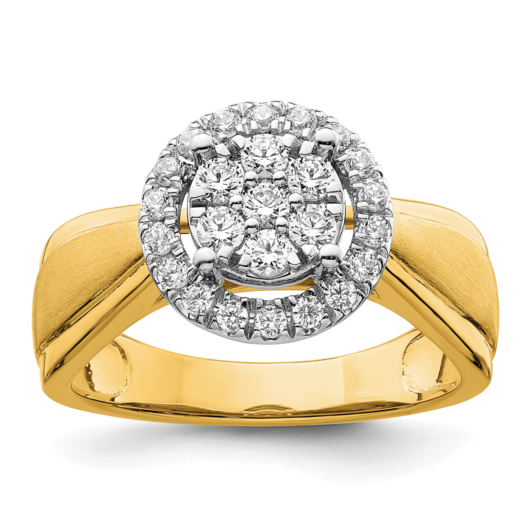 14k Two-tone 1/2 carat Lab Grown Diamond VS/SI+ G+ Complete Cluster Engagement Ring (RM8933E-050-YWLG)