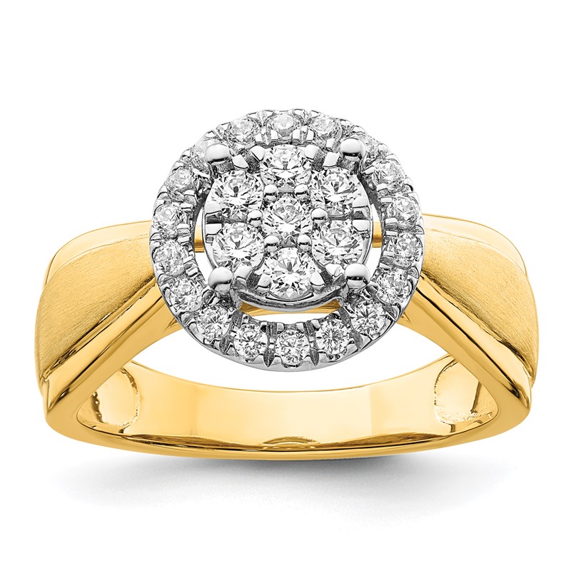 14k Two-tone 1/2 carat Lab Grown Diamond VS/SI+ G+ Complete Cluster Engagement Ring
