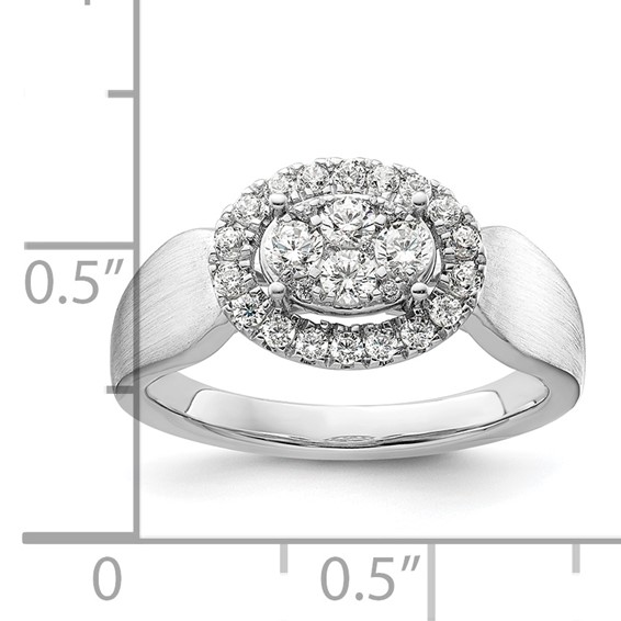 14k White Gold 1/2 carat Lab Grown Diamond VS/SI+ G+ Complete Cluster Engagement Ring